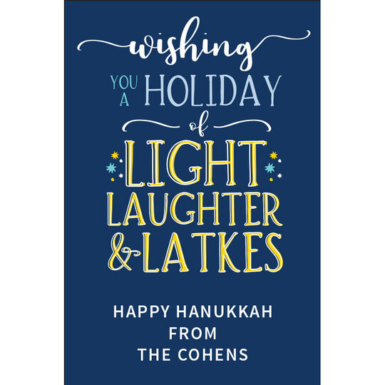Light Laughter and Latkes Vertical Gift Stickers